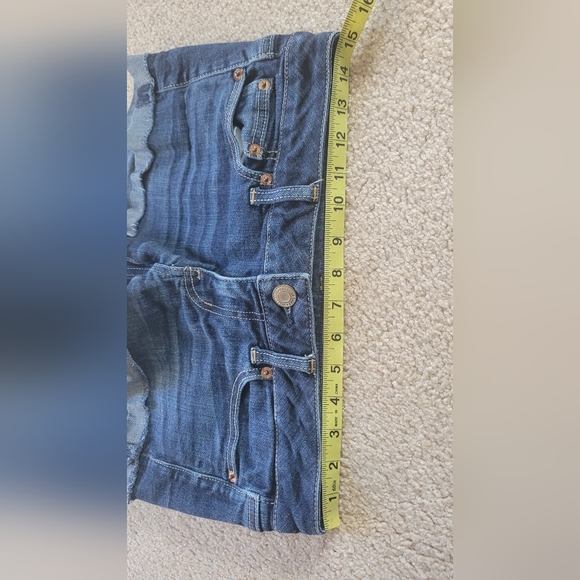American Eagle stretch short short blue jean shorts women's size 2 Preowned - Picture 5 of 8